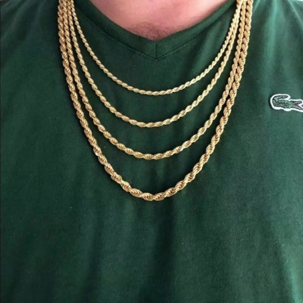 New Real 925 Yellow Gold Rope Chain 4MM 18”
